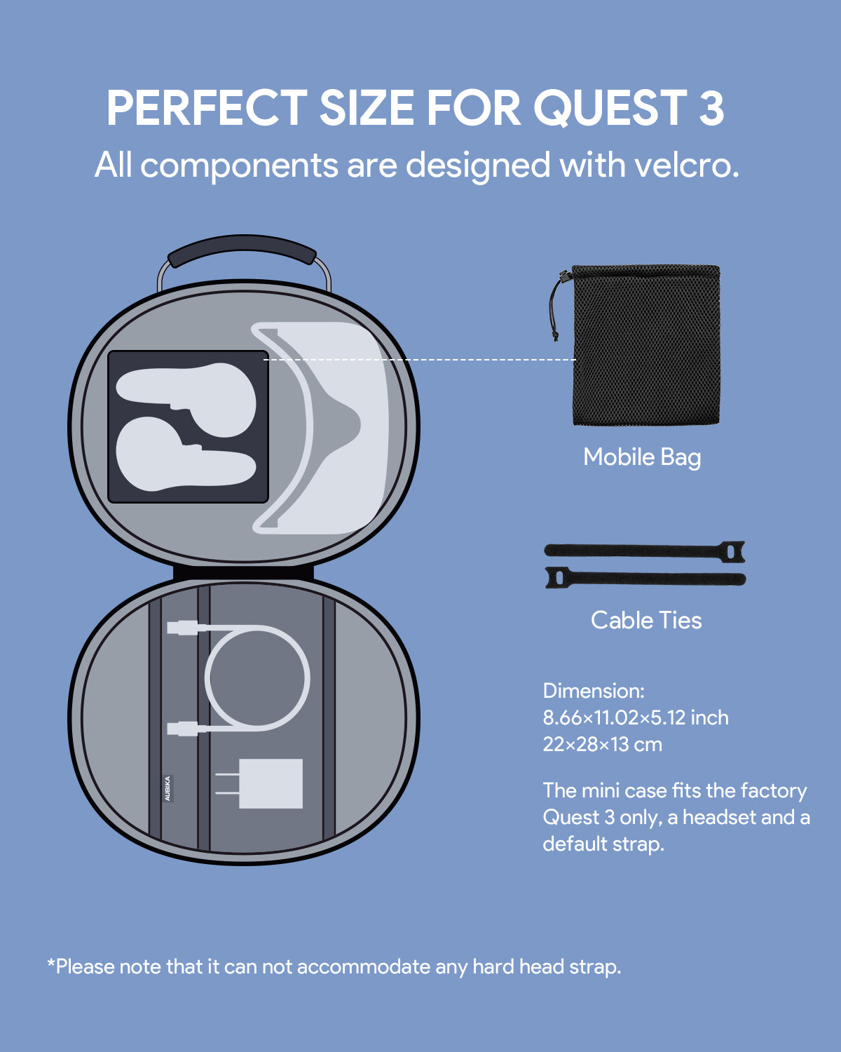 AUBIKA Mini Case for Meta Quest 3/3s, Hard Carrying Case for Oculus Quest 3/3s Accessories
