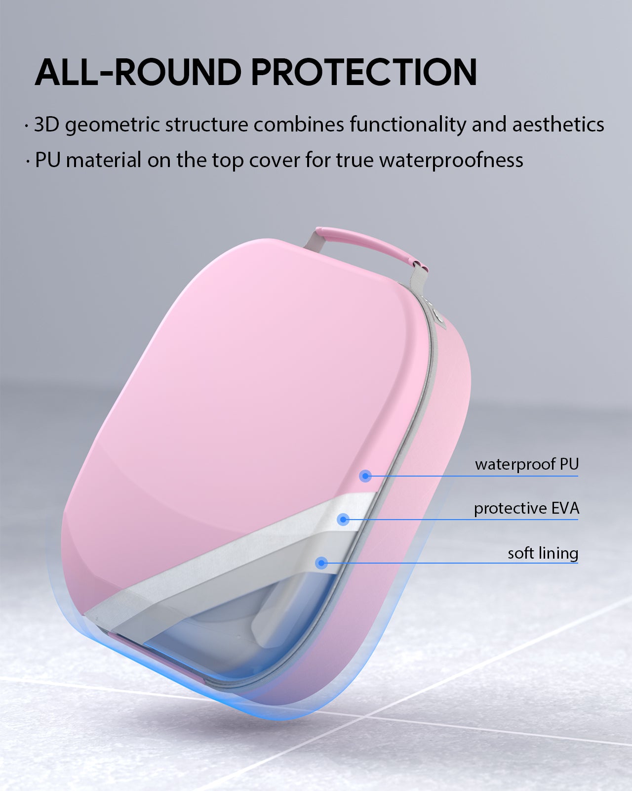 Aubika Carrying Case for Meta Quest 3S/Quest 3/Oculus Quest 2/Pico 4/Quest Pro/Vision Pro, Compatible with Elite/Battery Headset Strap Accessories, Hard Travel Case (Pink)