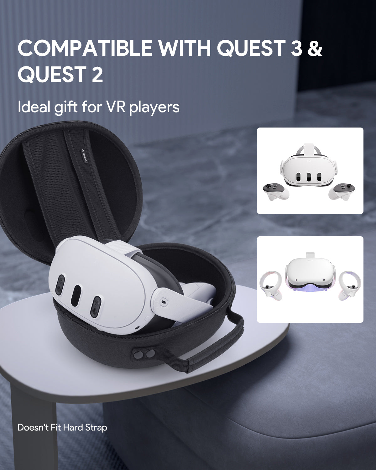 AUBIKA Mini Case for Meta Quest 3/3s, Hard Carrying Case for Oculus Quest 3/3s Accessories