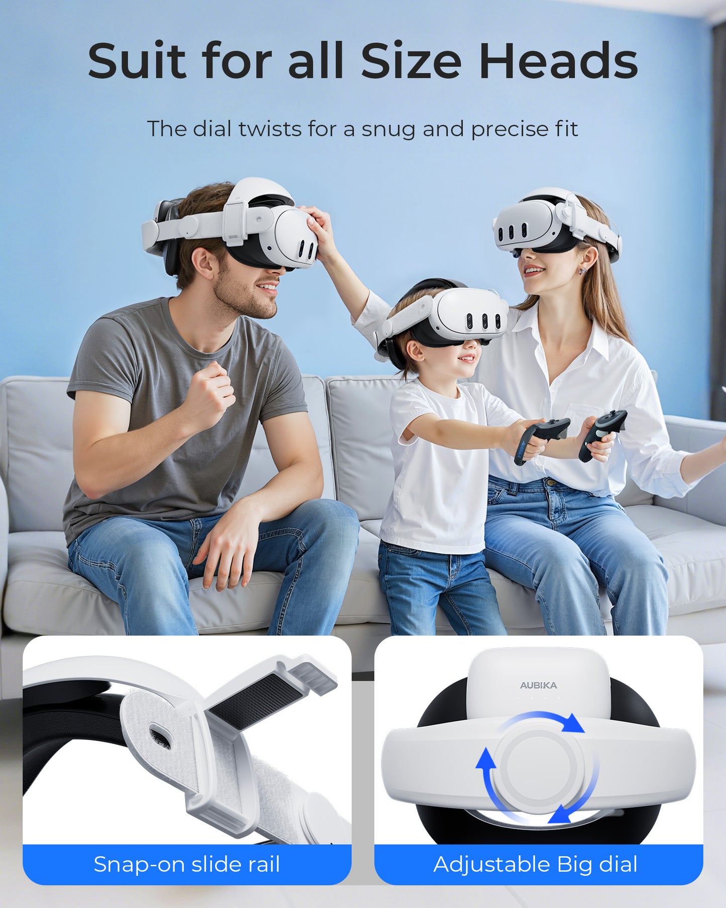 Aubika New Hybrid Headstrap for Meta Oculus Quest 3/3S