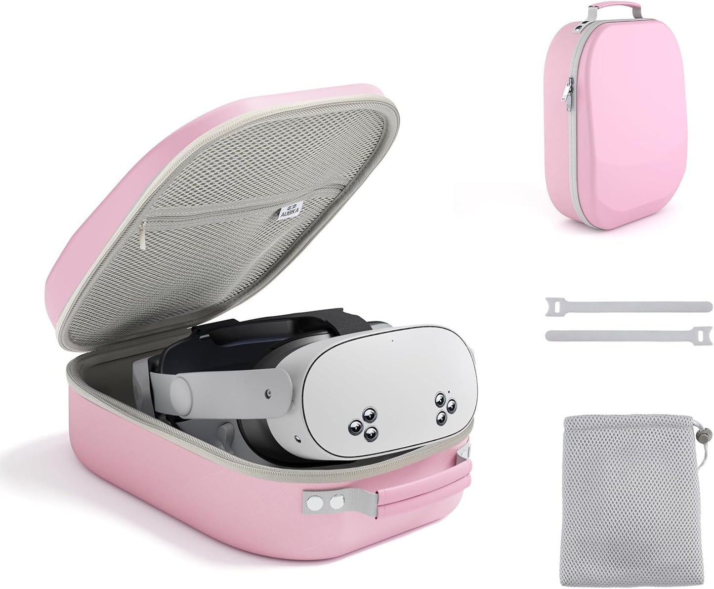 Aubika Carrying Case for Meta Quest 3S/Quest 3/Oculus Quest 2/Pico 4/Quest Pro/Vision Pro, Compatible with Elite/Battery Headset Strap Accessories, Hard Travel Case (Pink)