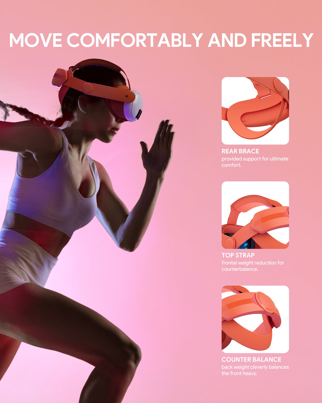 Aubika Color Head Strap for Meta Quest 3/3s, for Fashion & Gaming & Fitness - Orange(Strap Only)