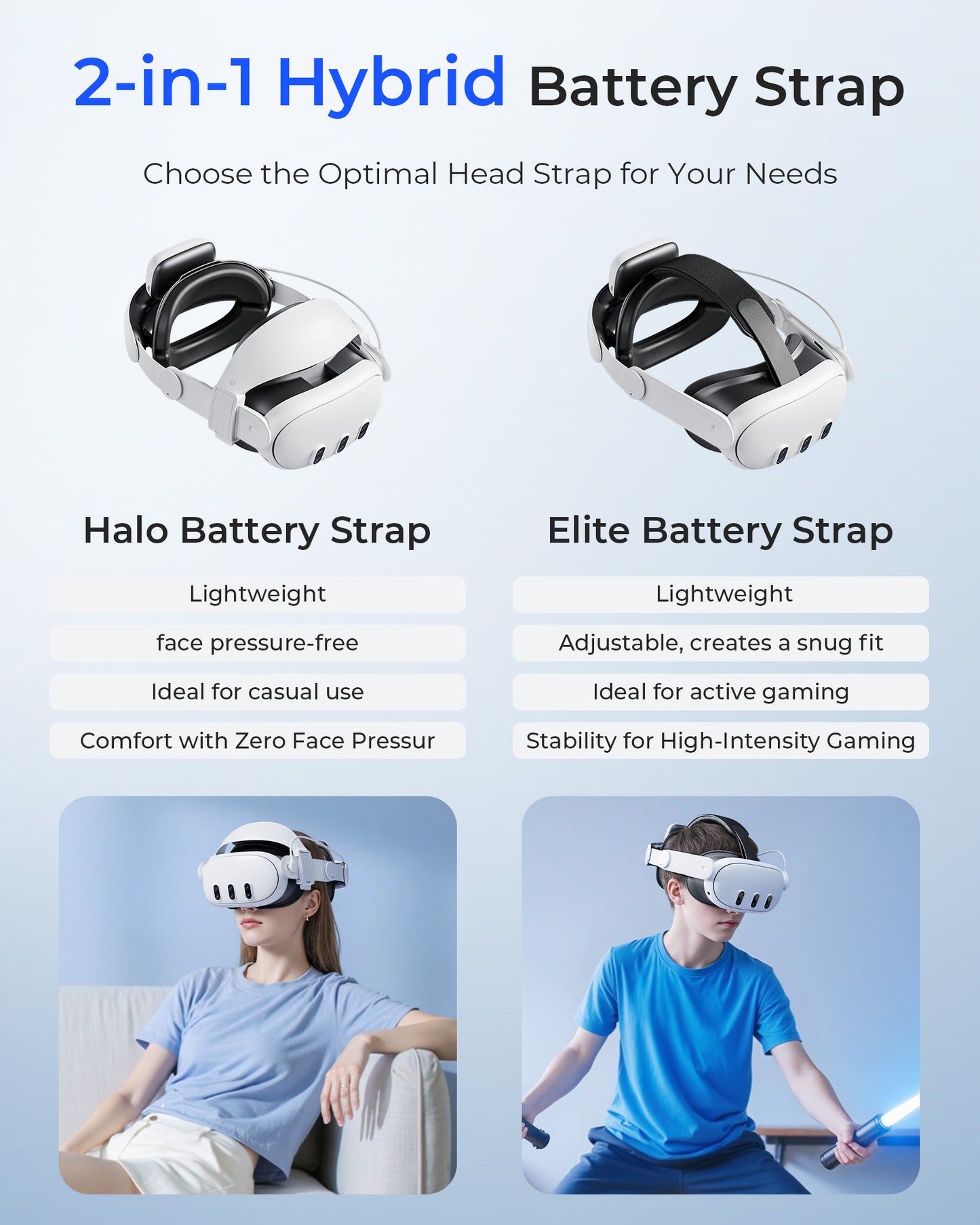 Aubika New Hybrid Headstrap for Meta Oculus Quest 3/3S