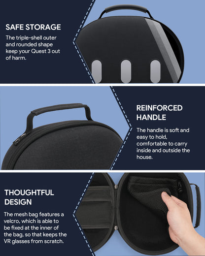 AUBIKA Mini Case for Meta Quest 3/3s, Hard Carrying Case for Oculus Quest 3/3s Accessories